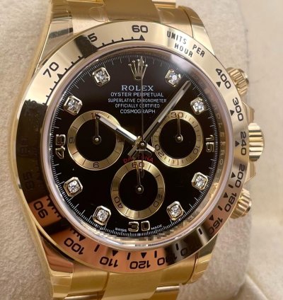 Rolex Daytona 116508 Yellow Gold Black Diamond Dial Unworn 2022