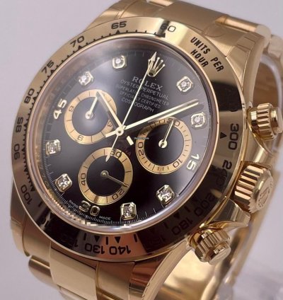 Rolex Daytona 116508 Yellow Gold Black Diamond Dial Unworn 2022