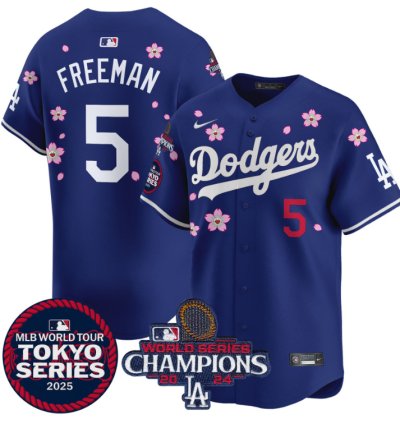 Freddie Freeman Jersey 5 Dodgers Tokyo Series 2025 World Series Champions Patch Royal