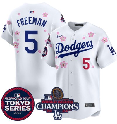Freddie Freeman Jersey 5 Dodgers Tokyo Series 2025 World Series Champions Patch White