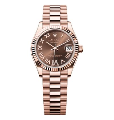 Rolex Datejust 31 President Bracelet Automatic 18kt Everose Gold 278275-0025 Diamond Chocolate Dial Watch 2024