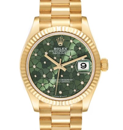 Rolex Datejust 31 President Midsize 31 Yellow Gold Floral Diamond Ladies Watch 278278 Unworn