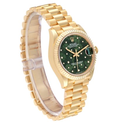 Rolex Datejust 31 President Midsize 31 Yellow Gold Floral Diamond Ladies Watch 278278 Unworn