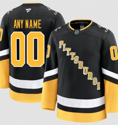 Mens Custom Pittsburgh Penguins Jersey Name Number 2025 Alternate Black