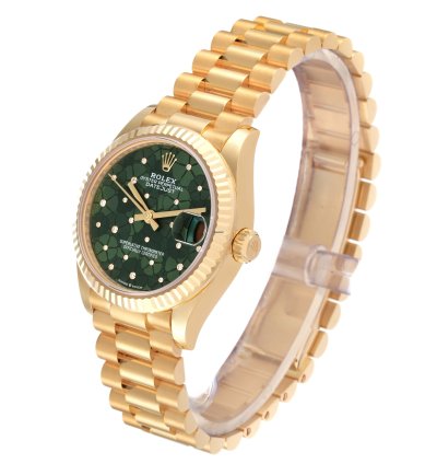 Rolex Datejust 31 President Midsize 31 Yellow Gold Floral Diamond Ladies Watch 278278 Unworn