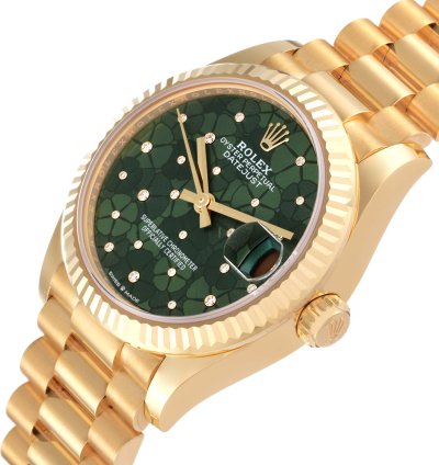Rolex Datejust 31 President Midsize 31 Yellow Gold Floral Diamond Ladies Watch 278278 Unworn