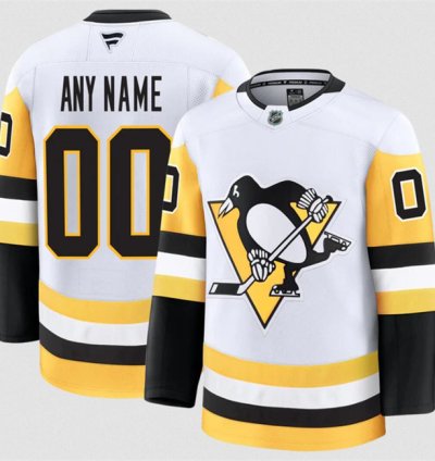 Mens Custom Pittsburgh Penguins Jersey Name Number 2025 Away White