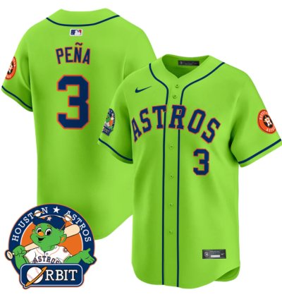Jeremy Pena Jersey 3 Astros Orbit Patch Vapor Premier Limited V2 Stitched Green