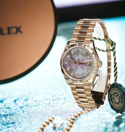 Rolex Datejust 31 President Yellow Gold Black Pearl Diamonds 31 Mm