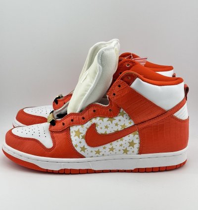 Ds 2003 Nike Dunk High Pro Sb Supreme Orange Stars Sz 10