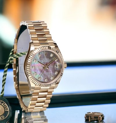 Rolex Datejust 31 President Yellow Gold Black Pearl Diamonds 31 Mm