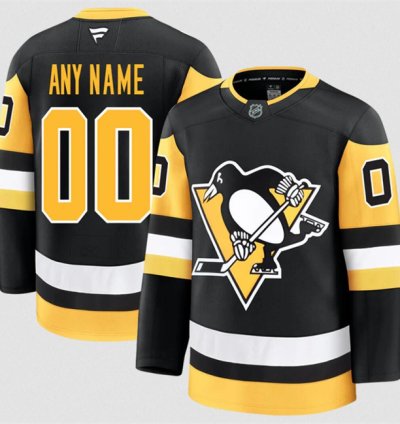 Mens Custom Pittsburgh Penguins Jersey Name Number 2025 Home Black