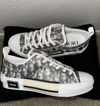 Dior B23 White And Black Oblique Canvas Low