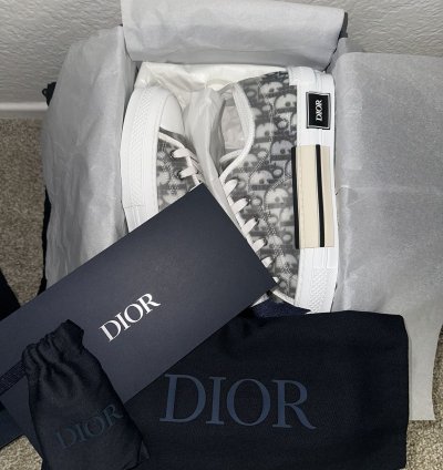 Dior B23 White And Black Oblique Canvas Low
