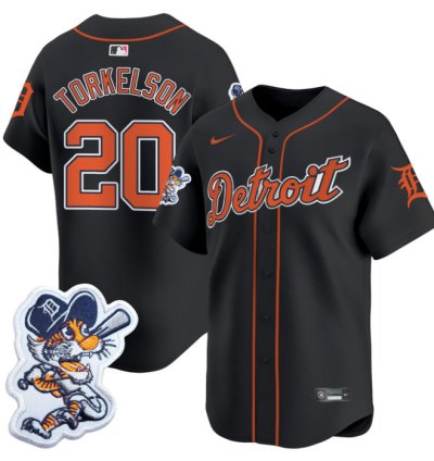 Spencer Torkelson Jersey 20 Detroit Tigers Paws Patch Vapor Premier Limited Stitched Black