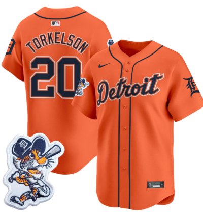 Spencer Torkelson Jersey 20 Detroit Tigers Paws Patch Vapor Premier Limited Stitched Orange