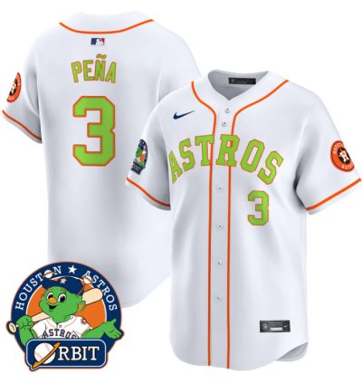 Jeremy Pena Jersey 3 Astros Orbit Patch Vapor Premier Limited V2 Stitched White