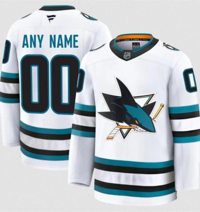 Mens Custom San Jose Sharks Jersey Name Number 2025 Away White