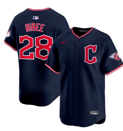 Tanner Bibee Jersey 28 Cleveland Guardians 2025 Vapor Premier Limited All Stitched Navy