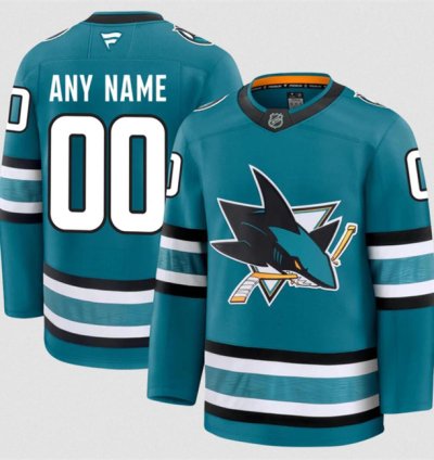 Mens Custom San Jose Sharks Jersey Name Number 2025 Home Teal