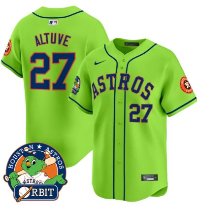 José Altuve Jersey 27 Astros Orbit Patch Vapor Premier Limited V2 Stitched Green