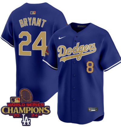 Kobe Bryant Jersey 8 Dodgers 2025 Gold Vapor Premier Stitched Royal