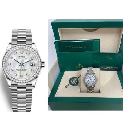 Rolex Datejust 31 White Gold Datejust 31 - Diamond Bezel - Mother-of-pearl Diamond Dial - President 278289