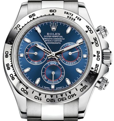 Rolex Daytona 116509 Cosmograph Daytona White Gold Blue Dial 40mm