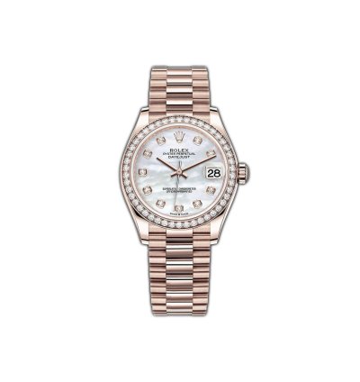 Rolex Datejust 31mm 18k Everose Gold President Diamond Bezel Mop Diamond Dial