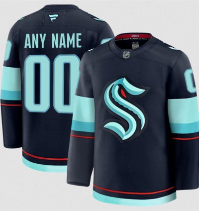 Mens Custom Seattle Kraken Jersey Name Number 2025 Home Navy