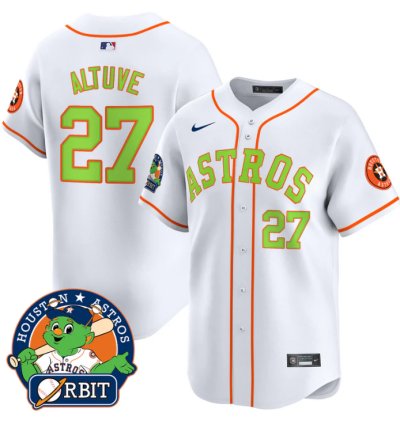 José Altuve Jersey 27 Astros Orbit Patch Vapor Premier Limited V2 Stitched White