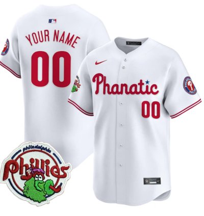 Custom Phillies Jersey Phanatic Patch Vapor Premier Limited Stitched White