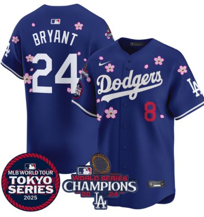 Kobe Bryant Jersey 24 Dodgers Tokyo Series 2025 World Series Champions Patch Royal