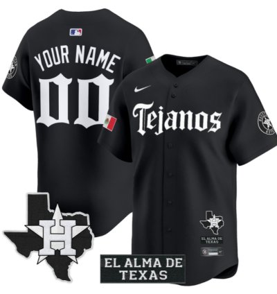 Custom Houston Astros Jersey Mexico Tejano Barrio Style Vapor Premier Limited Stitched Black