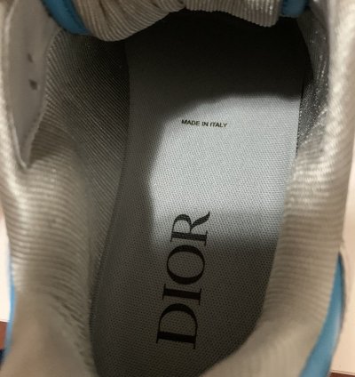 Dior B27 Low Top Sneakers In White And Light Blue Sz 42
