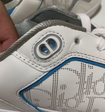 Dior B27 Low Top Sneakers In White And Light Blue Sz 42