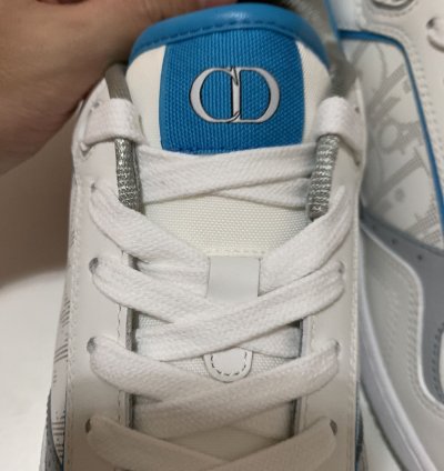 Dior B27 Low Top Sneakers In White And Light Blue Sz 42
