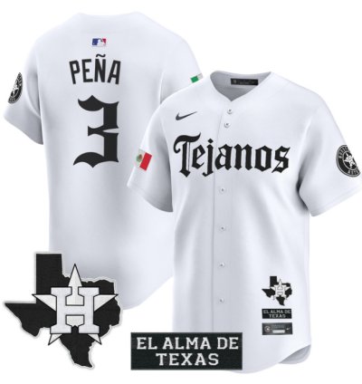 Jeremy Pena Jersey 3 Houston Astros Mexico Tejano Barrio Style Vapor Limited Stitched White