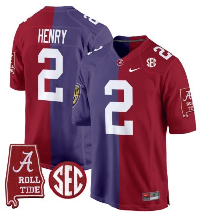 Derrick Henry Jersey Ravens 2 Alabama Crimson Tide Split Football Game Stitched