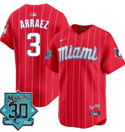 Luis Arraez Jersey 3 Miami Marlins 30 Seasons Anniversary Patch Limited Stitched City Connect