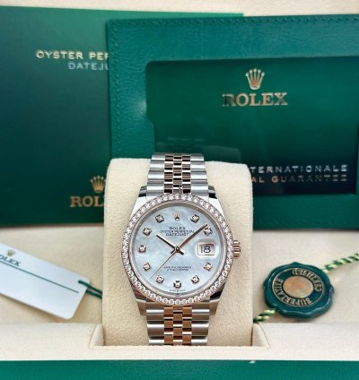 Rolex Datejust 36 126281 Datejust Steel Everose Gold Diamond Bezel White Mop Diamond Dial 36mm