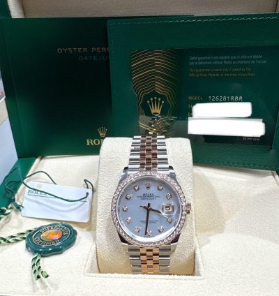 Rolex Datejust 36 126281 Datejust Steel Everose Gold Diamond Bezel White Mop Diamond Dial 36mm