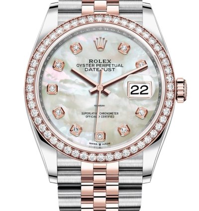 Rolex Datejust 36 126281 Datejust Steel Everose Gold Diamond Bezel White Mop Diamond Dial 36mm