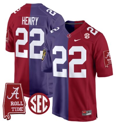 Derrick Henry Jersey Ravens 22 Alabama Crimson Tide Split Football Game