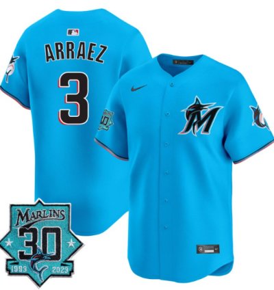 Luis Arraez Jersey 3 Miami Marlins 30 Seasons Anniversary Patch Limited Stitched Blue