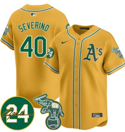 Luis Severino Jersey 40 Oakland Athletics 2025 Rickey Henderson Memorial Stitched Yellow