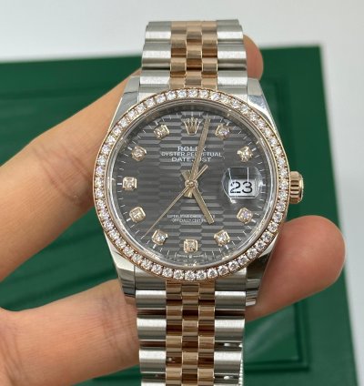Rolex Datejust 36 126281rbr Grey Fluted Diamonds Dial Jubilee