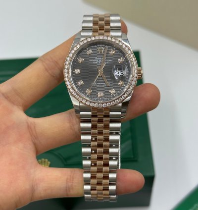 Rolex Datejust 36 126281rbr Grey Fluted Diamonds Dial Jubilee