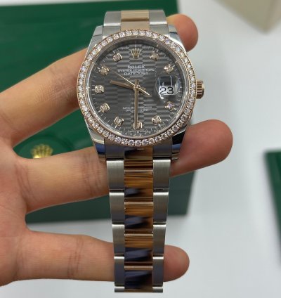 Rolex Datejust 36 126281rbr Grey Fluted Diamonds Oys