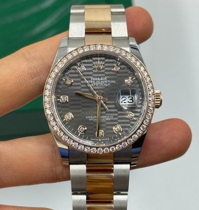 Rolex Datejust 36 126281rbr Grey Fluted Diamonds Oys